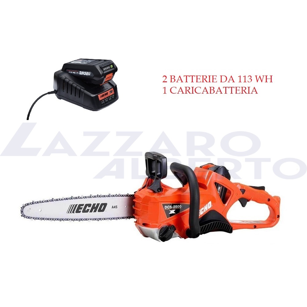 Motosega a batteria DCS 2500 W con 2 batterie 113wh (2,5ah) e caricabatterie inclusi