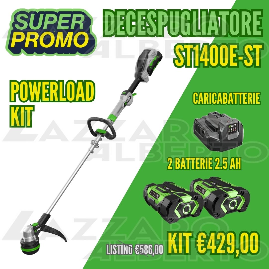Kit decespugliatore Ego ST1400 E-ST Powerload con 2 batteria 2.5 Ah e un caricabatterie standard