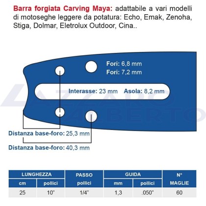 Barra motosega 041-10-50K Carving lung. 10\