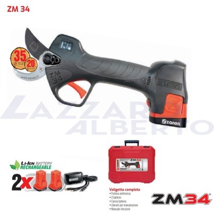 Forbice da potatura a batteria zanon ZM 34 con 2 batterie 2,5 ah