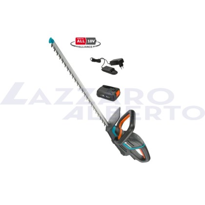 Tagliasiepi Gardena ComfortCut 60 18V P4A set pronto all\'uso kit con batteria e caricabatteria