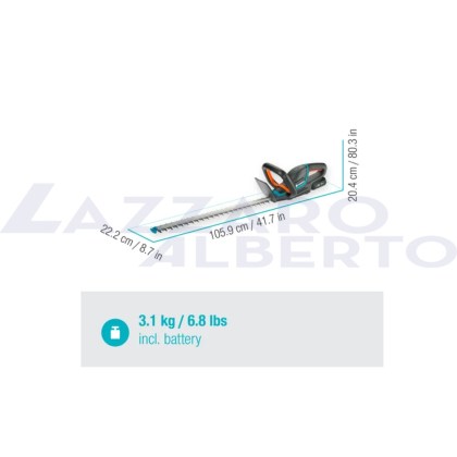 Tagliasiepi Gardena ComfortCut 60 18V P4A set pronto all\'uso kit con batteria e caricabatteria