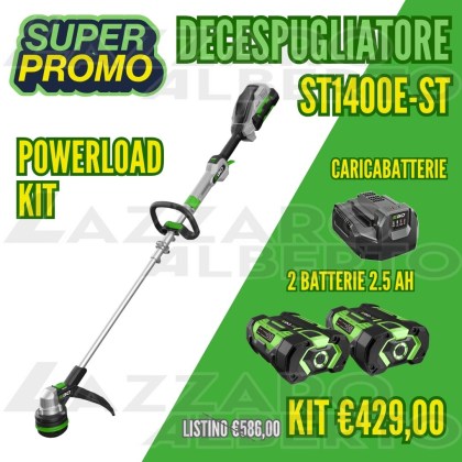 Kit decespugliatore Ego ST1400 E-ST Powerload con 2 batteria 2.5 Ah e un caricabatterie standard