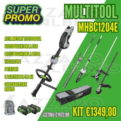 Kit asta motore PH1420E multitool con decespugliatore a filo, decespugliatore a disco, tagliasiepi. potator e due batterie 5.0 Ah e caricabatterie rapido