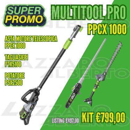 PROMO PPCX1000 multiutensile a batteria con accessorio tagliasiepi e potatore, batteria e caricabatteria non inclusi